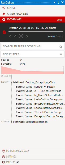RevDeBug Method and Events